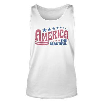 America The Beautiful Retro Vintage American 4Th Of July Unisex Tank Top - Seseable
