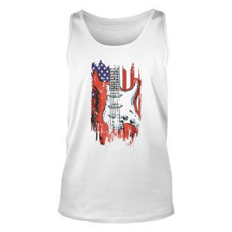 American Flag Guitar 4Th Of July Guitarist Usa Country Music Unisex Tank Top - Seseable