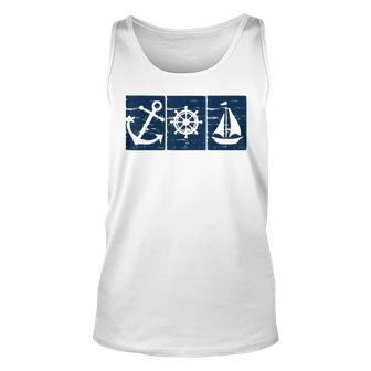 Anchor Wheel And Sailboat Unisex Tank Top | Mazezy