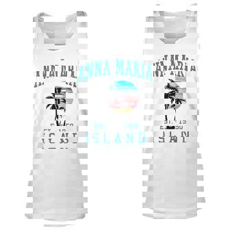 Anna Maria Island Florida Vintage Beach Palm Trees Summer Unisex Tank Top | Seseable CA