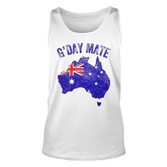 Australia Gday Mate Funny Australian Flag Aussie Map Unisex Tank Top | Mazezy