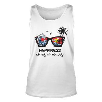 Beach Happines Comes In Waves Surfing Lover Sunglasses Unisex Tank Top | Mazezy
