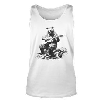 Bear Playing Acoustic Guitar Vintage Guitarist Music Lovers Guitar Tank Top | Mazezy