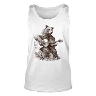 Bear Playing Guitar Players Music Gift Dad Rock N Roll Unisex Tank Top | Mazezy UK