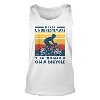 Bike Vintage Never Underestimate An Old Man On A Bicycle Unisex Tank Top - Seseable