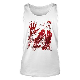 Bloody Handprint Red Blood Hands Splatters Zombie Outbreak Handprint Tank Top | Mazezy
