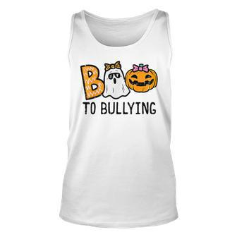 Boo To Bullying Ghost Pumpkin Orange Anti Bully Unity Day Tank Top | Mazezy