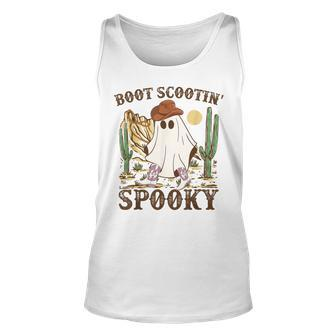 Boot Scootin' Spooky Ghost Western Cowboy Halloween Tank Top - Seseable