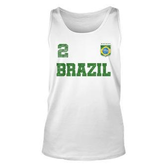 Brazil Jersey Number Two Brazilian Futebol Soccer Unisex Tank Top | Mazezy
