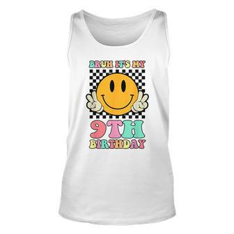 Bruh It's My 9Th Birthday Hippie Smile Face 9 Years Old Tank Top - Thegiftio UK