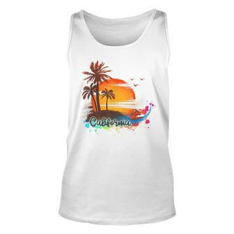 California Beach Summer Palm Trees Sunset California And Merchandise Tank Top | Mazezy