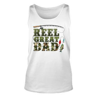Camouflage Reel Great Dad Fishing Happy Fathers Day Unisex Tank Top - Thegiftio UK