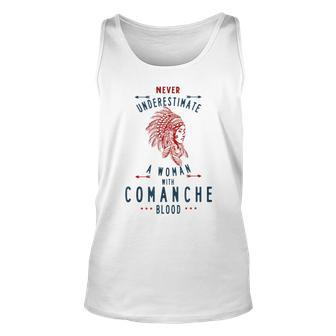 Comanche Native American Indian Woman Never Underestimate Native American Tank Top | Mazezy