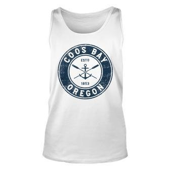 Coos Bay Oregon Or Vintage Boat Anchor & Oars Unisex Tank Top | Mazezy