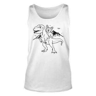 Corgi Riding Dinosaur T Rex Funny Dog Gifts Love Dog Unisex Tank Top | Mazezy