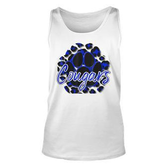 Cougar Blue Black Cheetah School Sports Fan Team Spirit Tank Top - Monsterry
