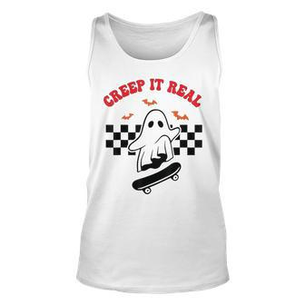 Creep It Real Ghost Skate Halloween Groovy Retro Vintage IT Tank Top | Mazezy