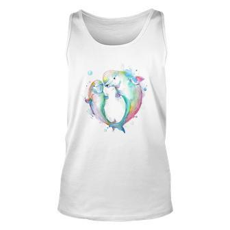 Cute Beluga Whale Couples Watercolor Colorful Unisex Tank Top - Monsterry AU