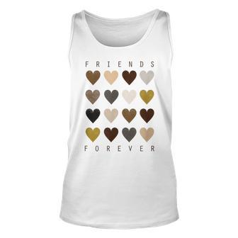 Cute Friends Forever Watercolor Patterned Hearts Friendship Unisex Tank Top - Monsterry