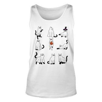 Cute Ghost Cat Halloween Outfit Costumes Black Cat Tank Top | Mazezy