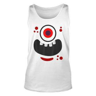 Cute Monster Face Scary Eyeball & Mouth Funny Red Monster Unisex Tank Top | Mazezy