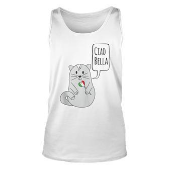 Cute Snuggly Purr Italian Cat With Heart And Flag Design Unisex Tank Top | Mazezy