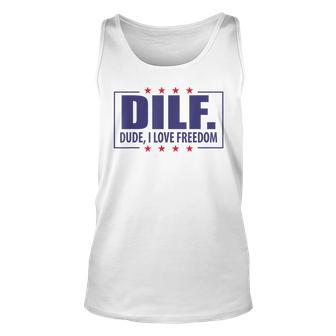 Dilf Dude I Love Freedom Usa 4Th July Flag Party Usa Tank Top | Mazezy