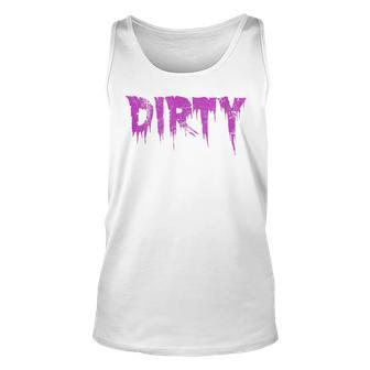 Dirty Words Horror Movie Themed Purple Distressed Dirty Tank Top | Mazezy CA