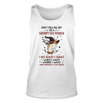 Dont Piss Me Off Im A Grumpy Old Woman Unicorn Witch Unisex Tank Top | Mazezy