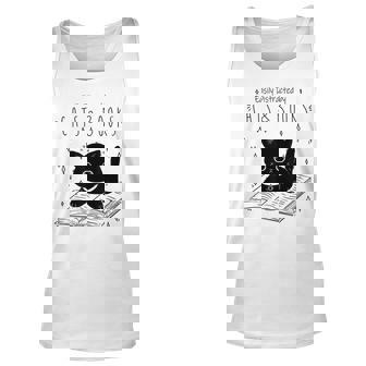 Easily Distracted By Cats And Books Cat & Book Lover Tank Top - Seseable