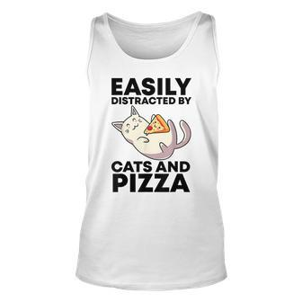 Easily Distracted By Cats And Pizza Kawaii Cat Lovers Tank Top - Seseable
