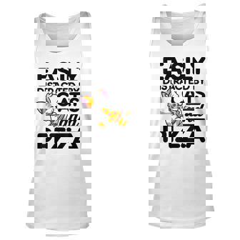 Easily Distracted By Cats And Pizza Pizza Lover Italian Food Tank Top | Mazezy