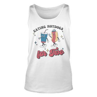 Eating Hotdogs For Two Pregnancy Announcement 4Th Of July Unisex Tank Top - Thegiftio UK