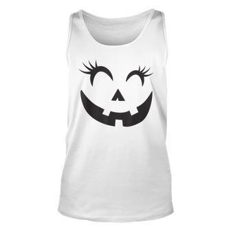 Eyelashes Halloween Outfit Pumpkin Face Costume Tank Top - Monsterry UK