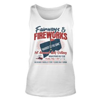 Fairways And Fireworks 1St Annual Golf Tournament Golf Tank Top | Mazezy