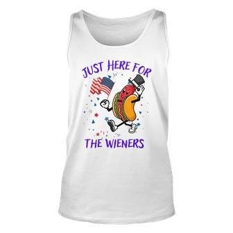Fanny Im Just Here For The Wieners Hot Dog 4Th Of July Unisex Tank Top | Mazezy