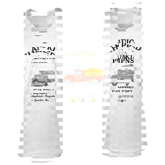 Farm Fresh Thanksgiving Old Red Truck Pumpkin Patch Fall Unisex Tank Top - Thegiftio UK