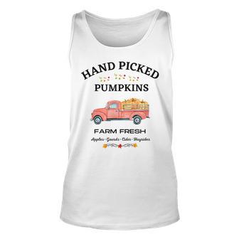 Farm Fresh Thanksgiving Old Red Truck Pumpkin Patch Fall Unisex Tank Top - Thegiftio UK