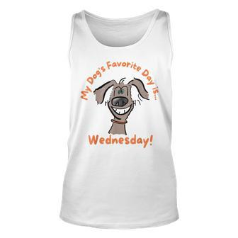 Fathers Day My Dogs Favorite Day Is Wednesday Hump Day Unisex Tank Top - Thegiftio UK