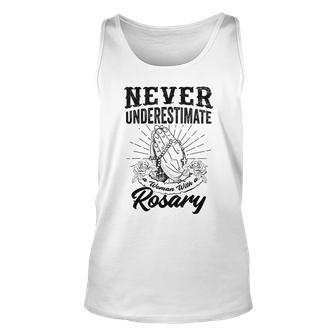 Feminist Catholic Never Underestimate A Woman With A Rosary Unisex Tank Top - Seseable