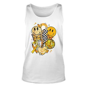 Fight For A Cure Retro Smile Face Childhood Cancer Awareness Tank Top | Mazezy