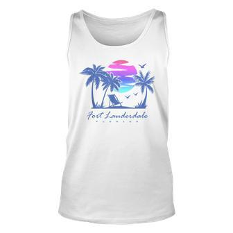 Fort Lauderdale Florida Beach Vacation Retro Vintage Sunset Tank Top | Mazezy