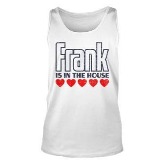 Frank Is In The House Retro Hearts First Name Love Frank Unisex Tank Top | Mazezy