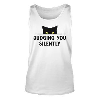 Funny Black Cat Judging You Silently Animal Pet Lover Unisex Tank Top - Seseable