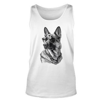 Funny German Shepherd Pet Sunglasses Dog Unisex Tank Top - Seseable