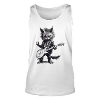 Guitar Cat Rock Cat Playing Guitar Rock Kitty Tank Top | Mazezy