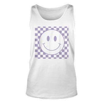 Funny Happy Face Checkered Pattern Smile Face Meme Unisex Tank Top - Thegiftio UK