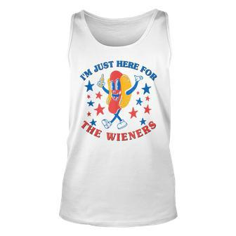 Funny Hot Dog Im Just Here For The Wieners 4Th Of July Unisex Tank Top - Thegiftio UK
