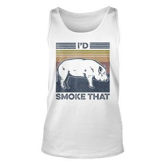 Funny Vintage Grilling Id Smoke That Pork Pig Bacon Lover Unisex Tank Top | Mazezy