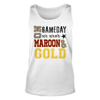 On Gameday Football We Wear Maroon And Gold Leopard Print Tank Top - Seseable